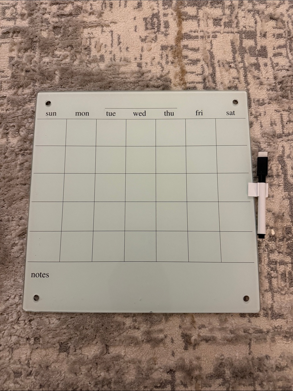 Magnetic Weekly Glass Calendar Board - Glass and White